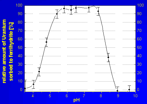 Sorption isotherme graph: sorbed U vs. pH