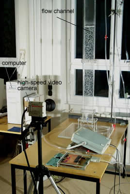photography of a measurement setup with high-speed videocamera