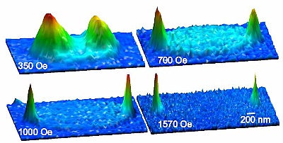 Profile von Spinwellen-Randmoden eines elliptischen Nanomagneten (1.3x2.4µm²)