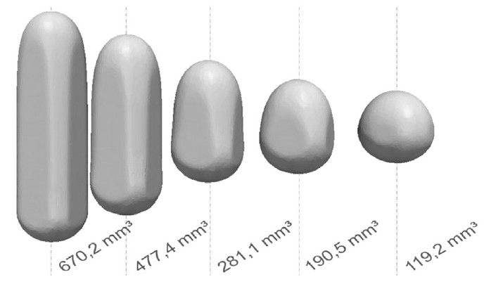 Measured three-dimensional shape of single Taylor bubbles in countercurrent flow conditions