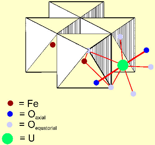 Modellschema Ferrihydrit-Uranyl-Oberflächenkomplex
