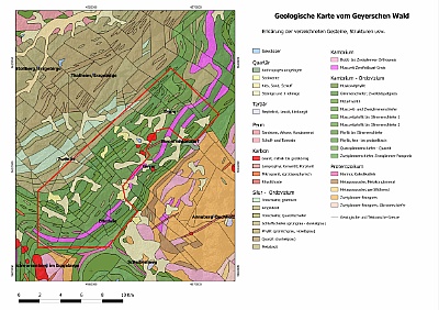 Geologische Karte Geyerscher Wald, Quelle - GÜK200(C) BGR, Hannover, 2013