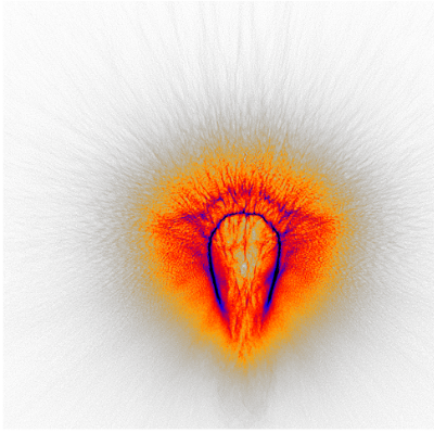 High energy plasma made up of quadrillions of electrons and ions - thanks to the PIConGPU simulation code developed at the HZDR, interactions between individual particles can be computed in parallel.