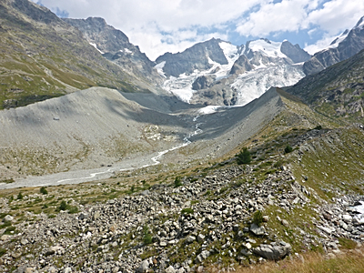Foto: Moränen des Tschierva Gletschers, Schweiz ©Copyright: Dr. Konstanze Stübner