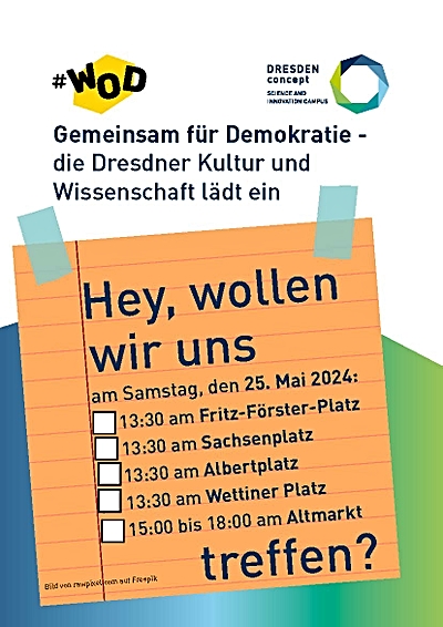 Foto: Gemeinsam für Demokratie - Sternmärsche ©Copyright: Dresden-concept; Freepik