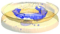 Die Strömungsexperten am HZDR wissen, was hinter undurchsichtigen Rohrwänden geschieht: Dank der ultraschnellen Elektronenstrahl-Röntgentomographie können sie die Form und Größe von Gasblasen (blau) in einer Luft- Wasser-Strömung abbilden.