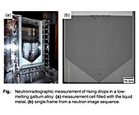 Foto: Rising drops in liquid metal: imaging measurements with neutrons and X-rays ©Copyright: Dr. Tobias Lappan