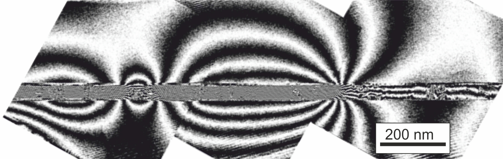 Lines of magnetic flux of the nanomagnets, generated by ion beam.