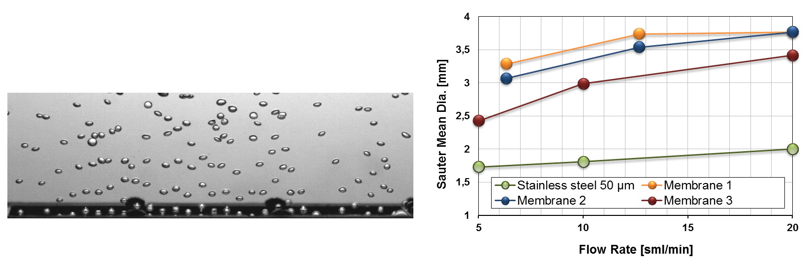 Gas bubble generation at a micro perforated stainless steel plate