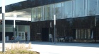 Eingang zum Forschungszentrum Dresden-Rossendorf, FZD, neues Eingangsgebäude, Sitz von Vorstand, Stab, Technischer Service und Logistik