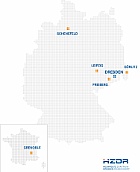 Foto: Die sechs Standorte des HZDR: Dresden, Leipzig, Freiberg, Görlitz, Schenefeld bei Hamburg und Grenoble in Frankreich ©Copyright: voigt