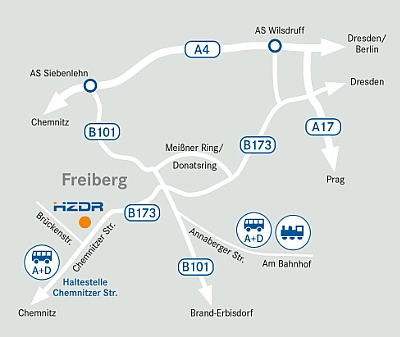 Anfahrtsplan zum Helmholtz-Institut Freiberg für Ressourcentechnologie