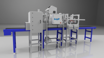 Versuchsanlage zur Charakterisierung sekundärer Rohstoffe auf einem Förderband am Helmholtz-Institut Freiberg für Ressourcentechnologie (HIF)